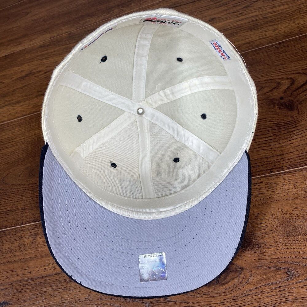 Vintage Orlando Magic New Era 5950 Fitted Hat 6 7/8 NBA Wool Cream Navy USA - Picture 7 of 8